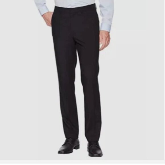 NEW Kenneth Cole Reaction Mens 32 X 30 Black Super Flex Waistband Dress Pants - Picture 1 of 10